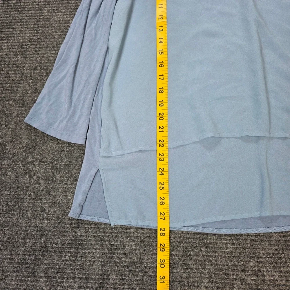 Michael Kors‎ Mixed Media Layered Tunic Top Women's Size Light Blue V-Neck